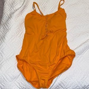 Orange one piece bathing suit
